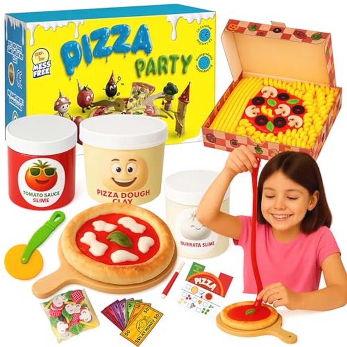 Pizza speelgoedset voor kinderen - keukenset met snijplank, ingrediënten en accessoires