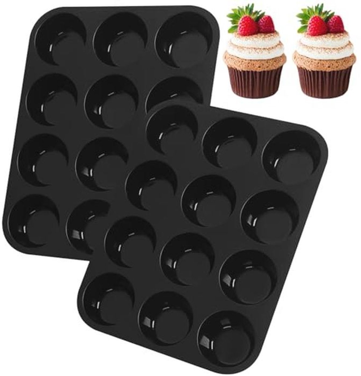 Siliconen Muffinvorm voor 12 Muffins - Temperatuurbestendig van -40 °C tot 230 °C
