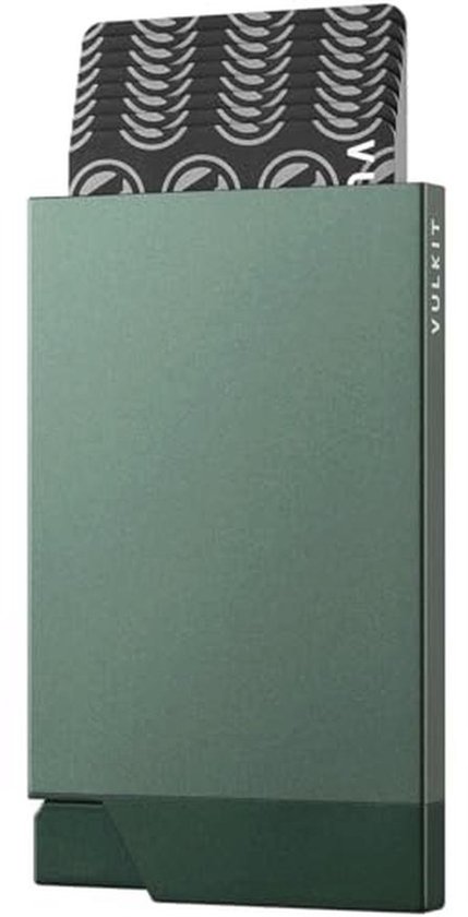 VULKIT Slanke en minimalistische leren kaarthouder met RFID-blokkering - Kaarthouder - Voorvak - Met magneetsluiting, zwart., Eén maat, Minimalistisch