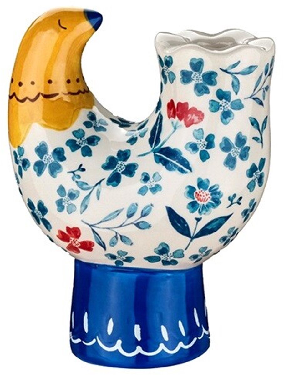 homebound by ky Aardewerk vaas floral bird Blauw