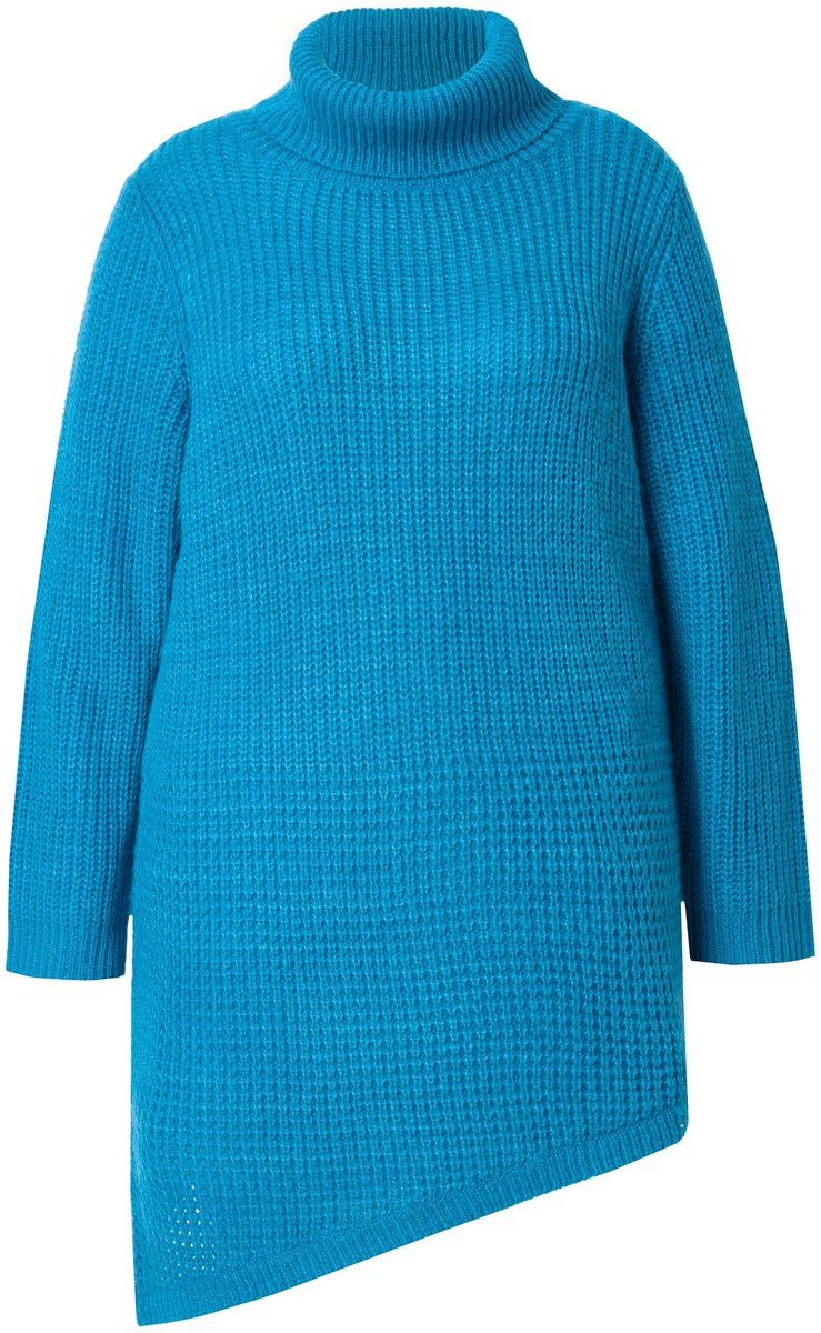 Angel of Style - Dames - Pullover straight fit gestructureerd breisel puntzoom - Licht turkoois - Maat 58+