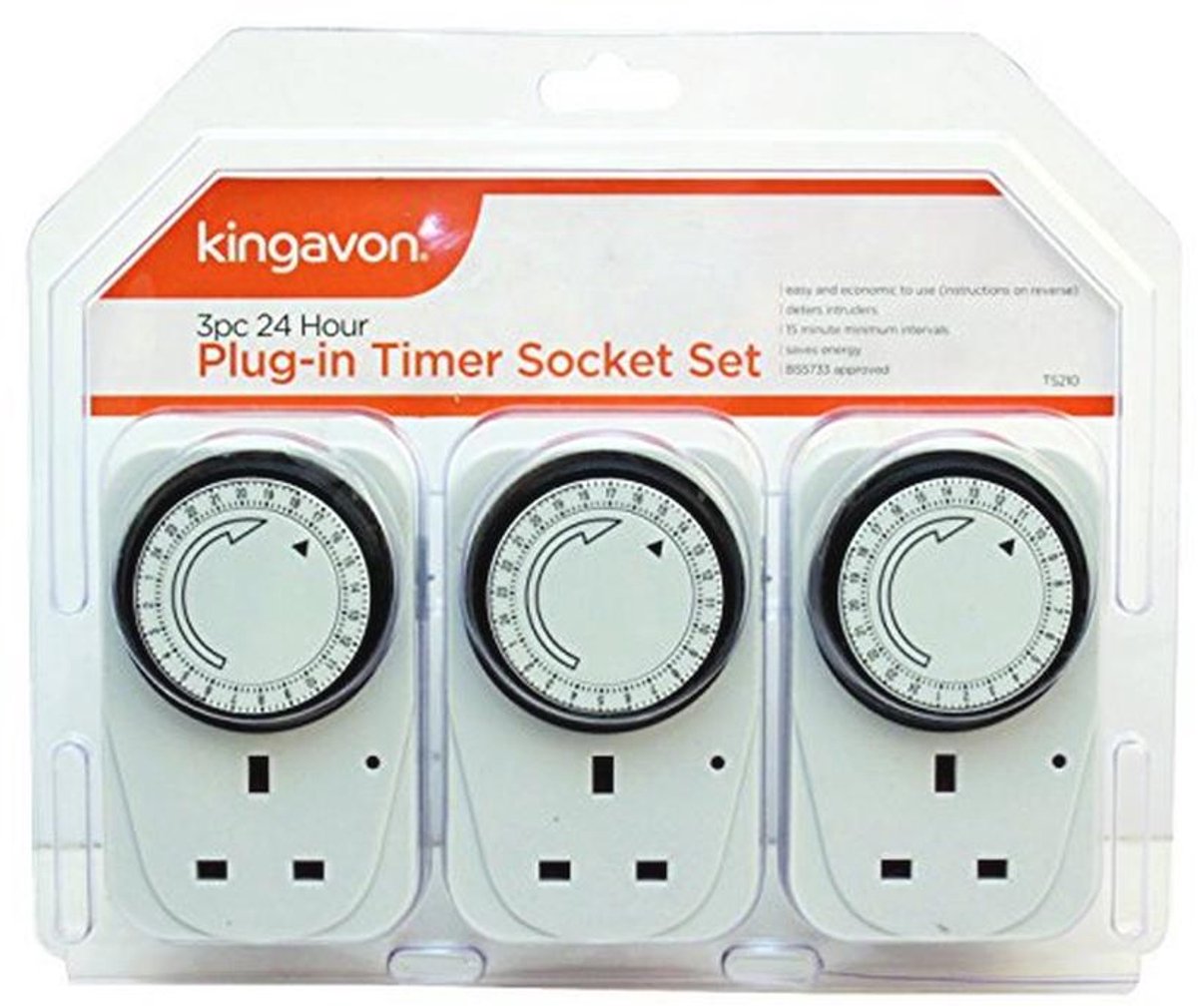 24-uurs Plug-in Timer Socket Set - 3 Pack voor Betrouwbaar Tijdsmanagement