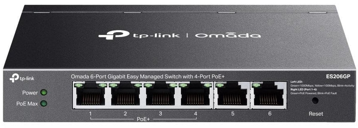 6-Poorts Gigabit PoE+ Switch met 65W Desktop Design