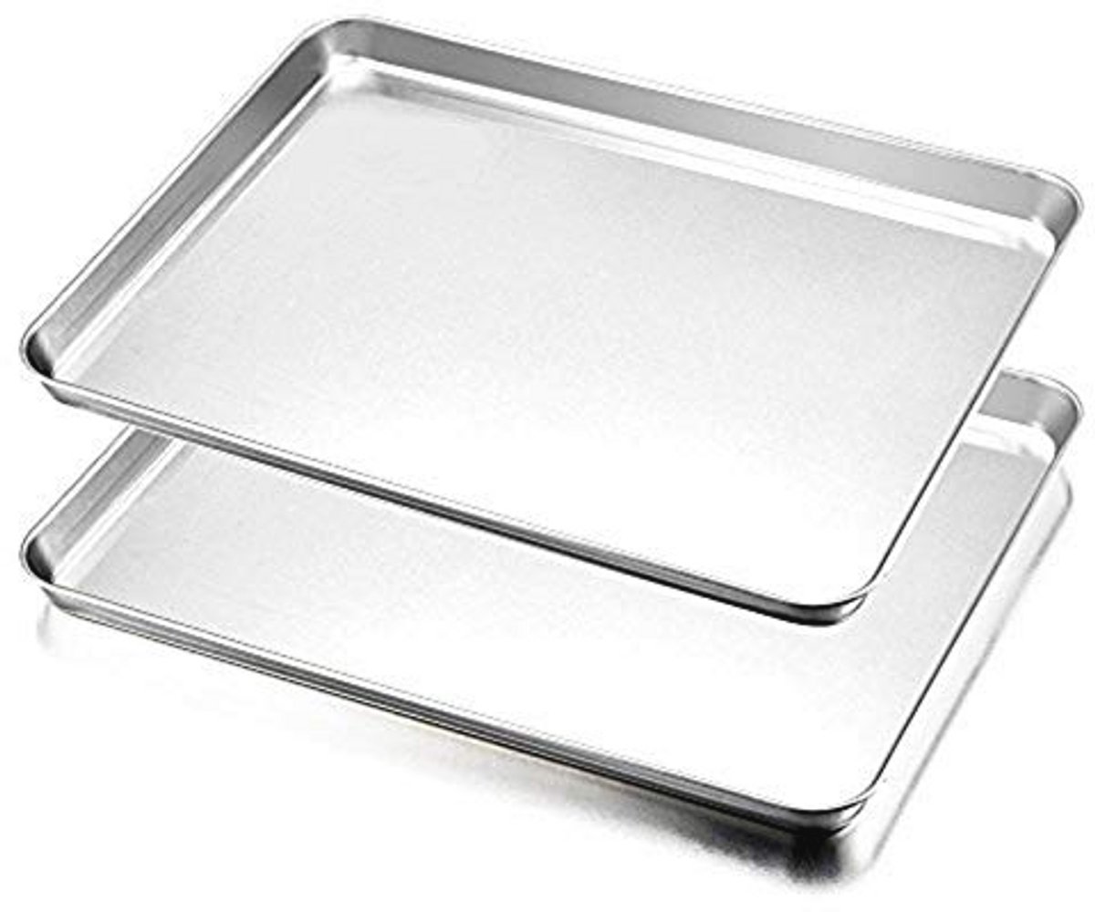 Roestvrijstalen ovenschaal set van 2 – 40 x 30 x 2,5 cm – Duurzame bakplaat voor koken en serveren