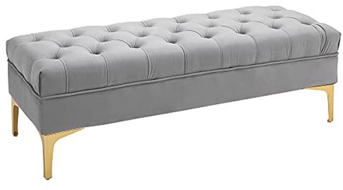 Stijlvolle Zitbank en Schoenenbank in Velours Blauw - 118 x 45 x 42 cm