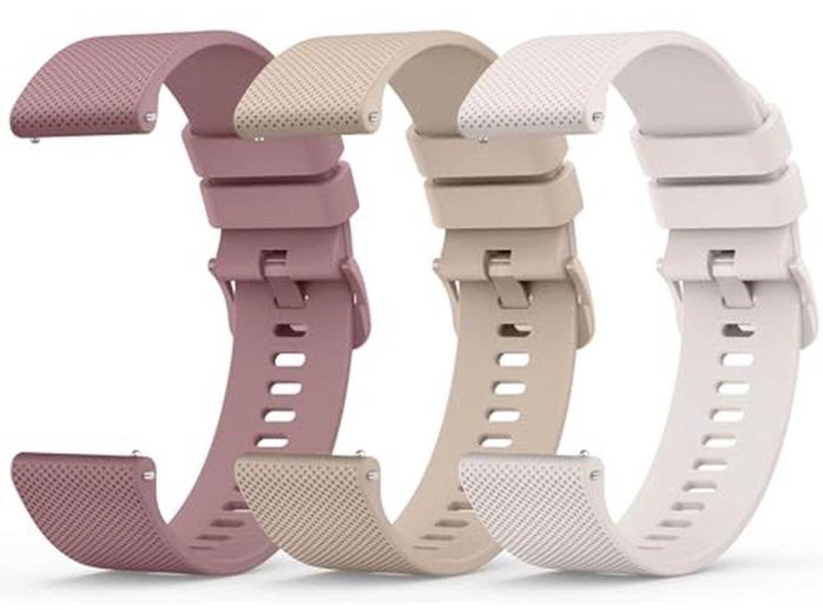 3 Stuks Silicone Horlogeband 20 mm 22 mm – Zachte Reservearmband met Snelsluiting