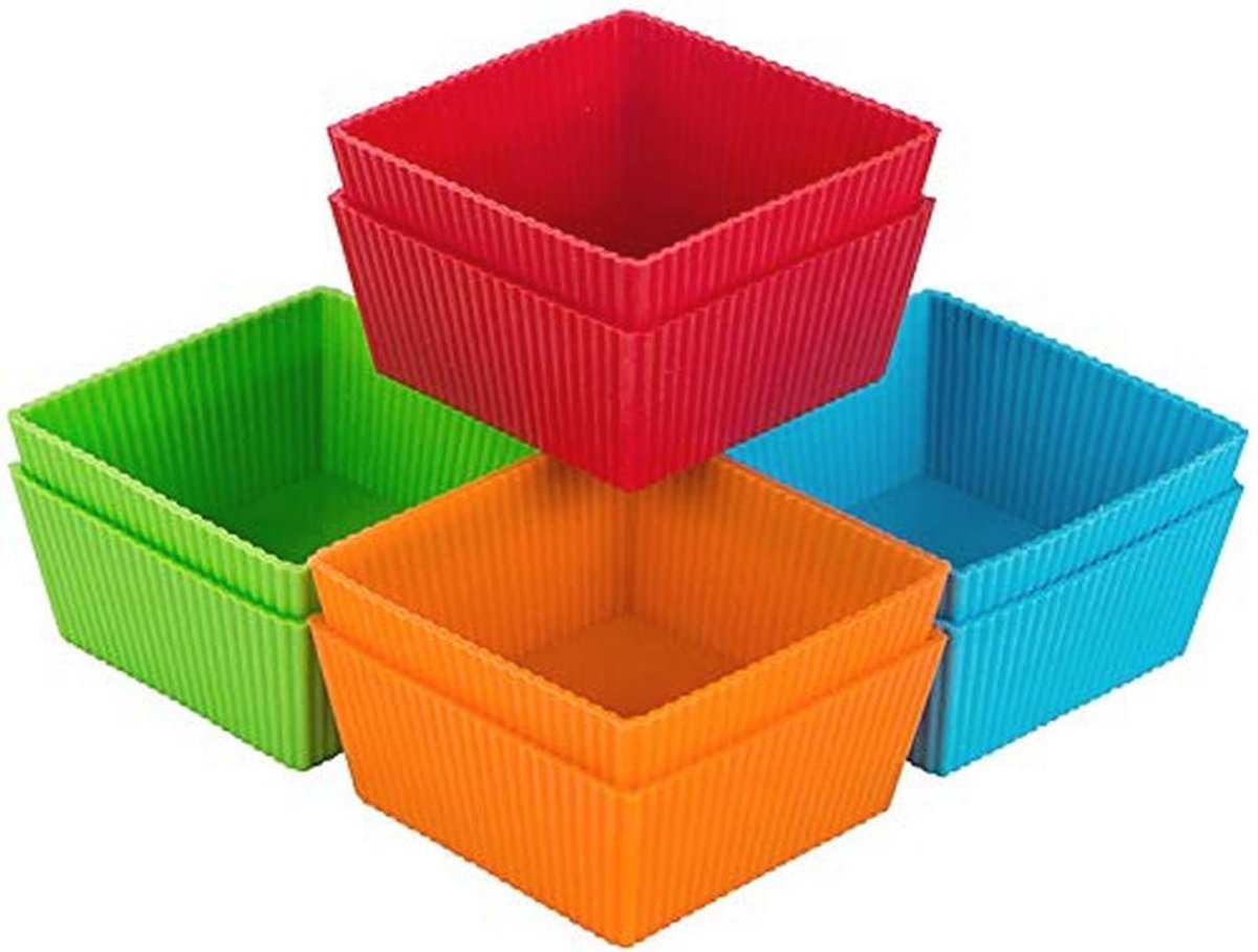 Grote herbruikbare siliconen muffinvormen - vierkant, 9 cm, set van 8
