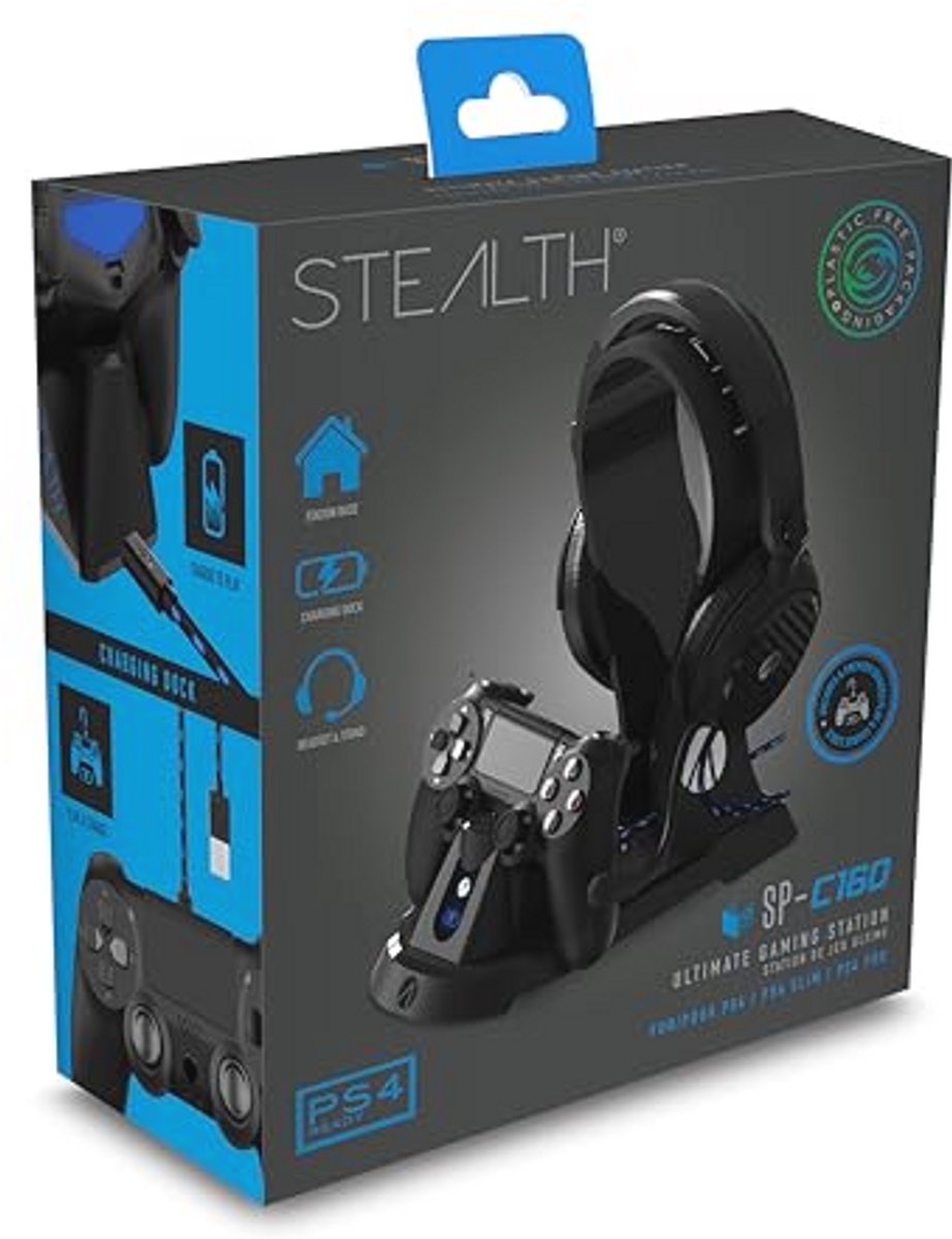 Gaming Headset met Oplaadstation en USB Braided Kabel voor PS4