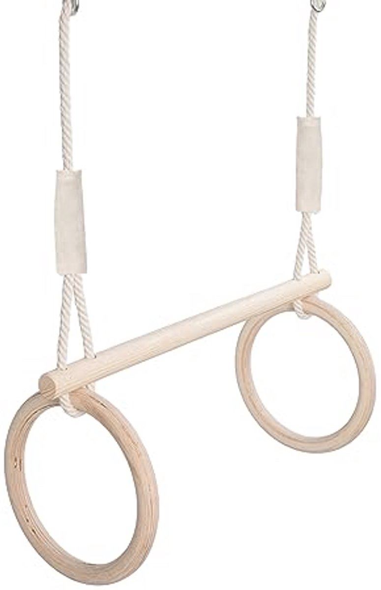 Trapeziumschommel met Houten Turnringen voor Binnen en Buiten - Gymnastiek Ringen en Trapeziumstang
