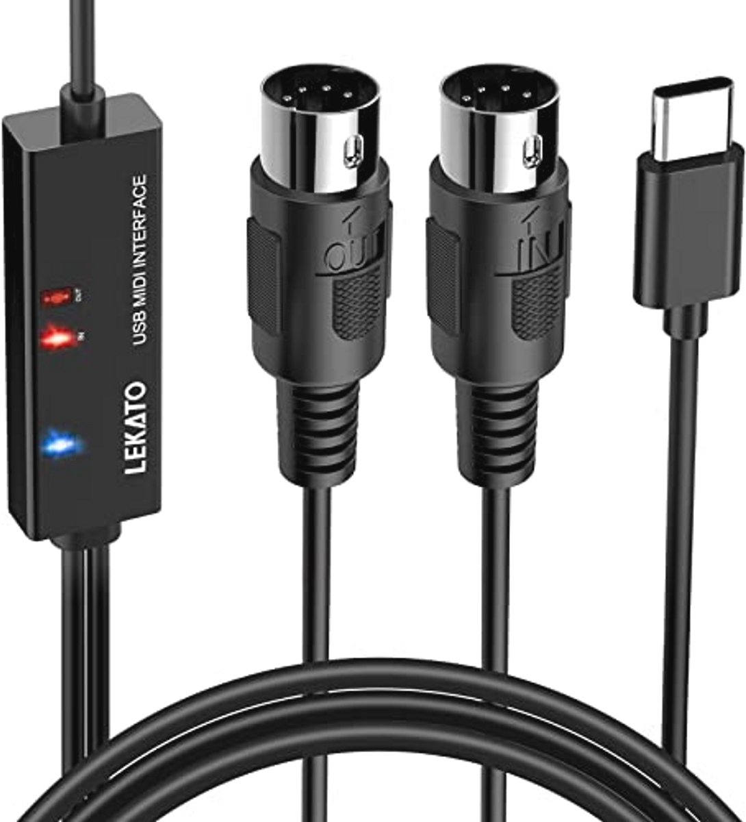 Type-C MIDI Kabel voor Muziekinstrumenten - 6.5Ft Adapter naar PC/Mac/Laptop
