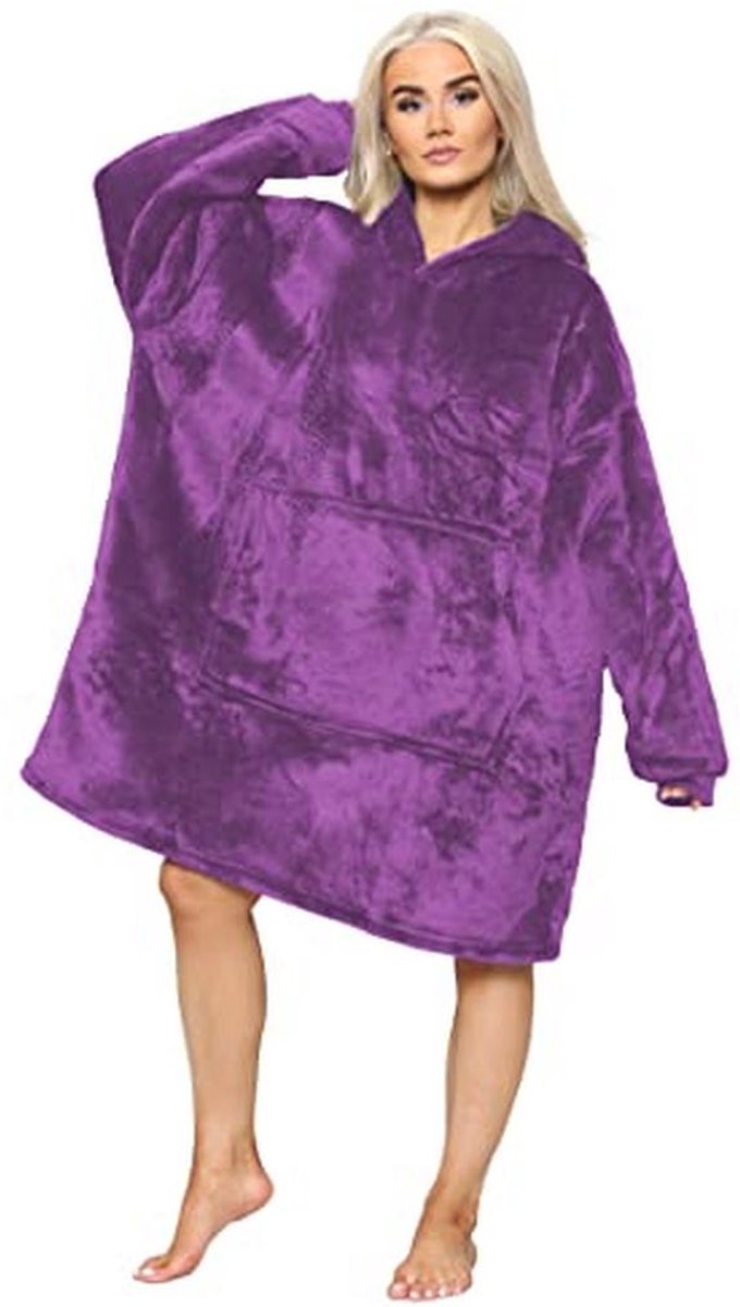 Dames oversized draagbare fleece hoodie met sherpa voering