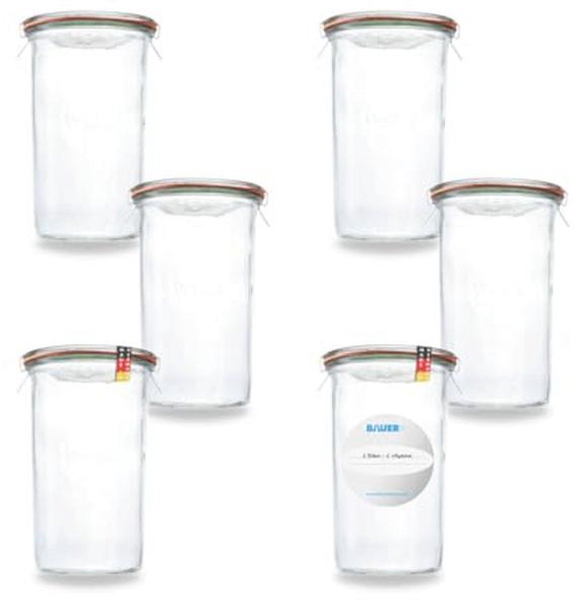 Inmaakpot 1000 ml - Set van 6 glazen potten voor jams, conserveermiddelen en voorraad - Inclusief etiketten - Vaatwasserbestendig