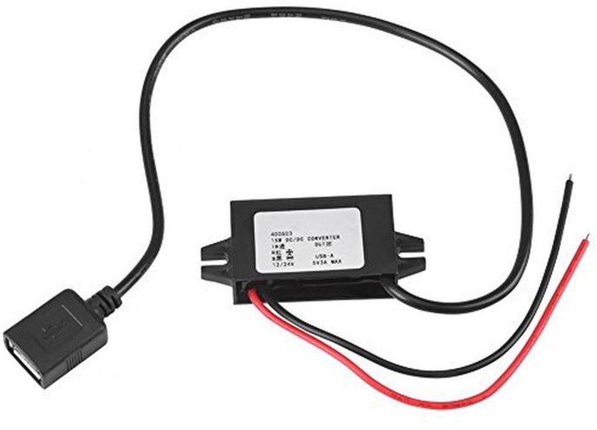 Stapdown Adapter van 12V/24V naar USB 5V 3A voor Auto Audio en Solar Energie