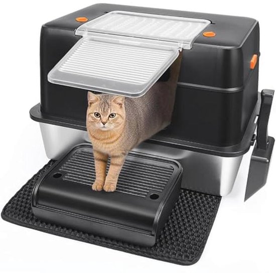 Vealind Roestvrijstalen kattenbak, metalen kattenbakbak, zwaar Vealind Roestvrijstalen kattenbak, metalen kattenbakbak, zwaar