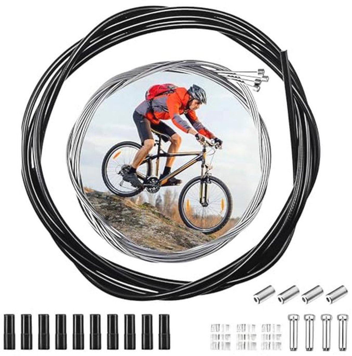 Universele Fiets Versnellingskabelset - Compleet met Achter Schakelkabel en Remkabel voor Mountainbike en Racefiets 2,5m