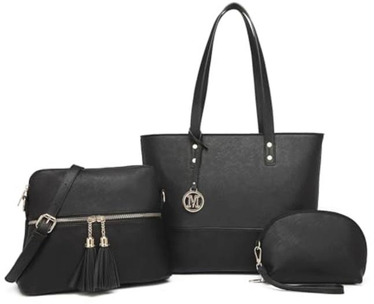 Grote PU Handtas voor Dames - Modieuze Lichtgewicht Schoudertas met Accessoires
