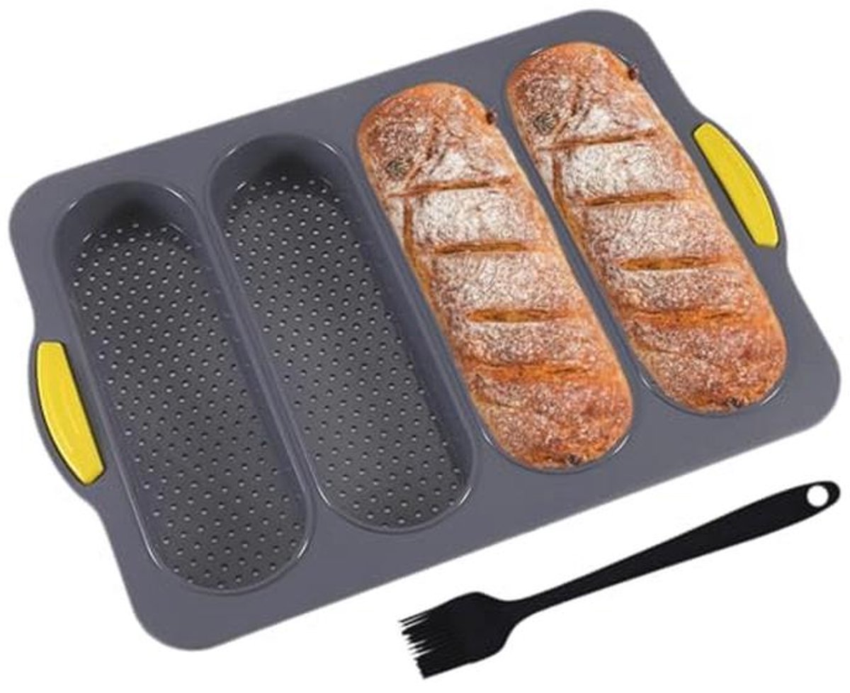 Baguette Bakvorm met Siliconen Borstel en Geperforeerde Plaat voor Perfecte Broodjes