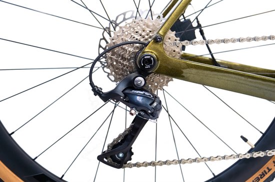 Rinos Sandman 1.0 - Carbon Gravel Fietes - Gravel Bike - met Shimano SORA 18 versnellingen en schijfremmen - lichte fiets voor dames en heren - 700 x 40C - Kameleon Goud Groen S-52 van Rinos — afbeelding 2