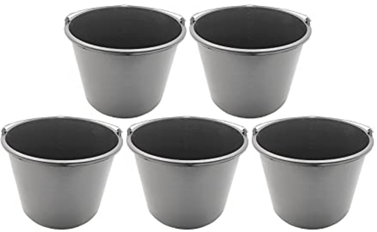 Bouwemmer 20 Liter - Set van 5 Stuks - Extra Stabiel met Handvat en Schaalverdeling