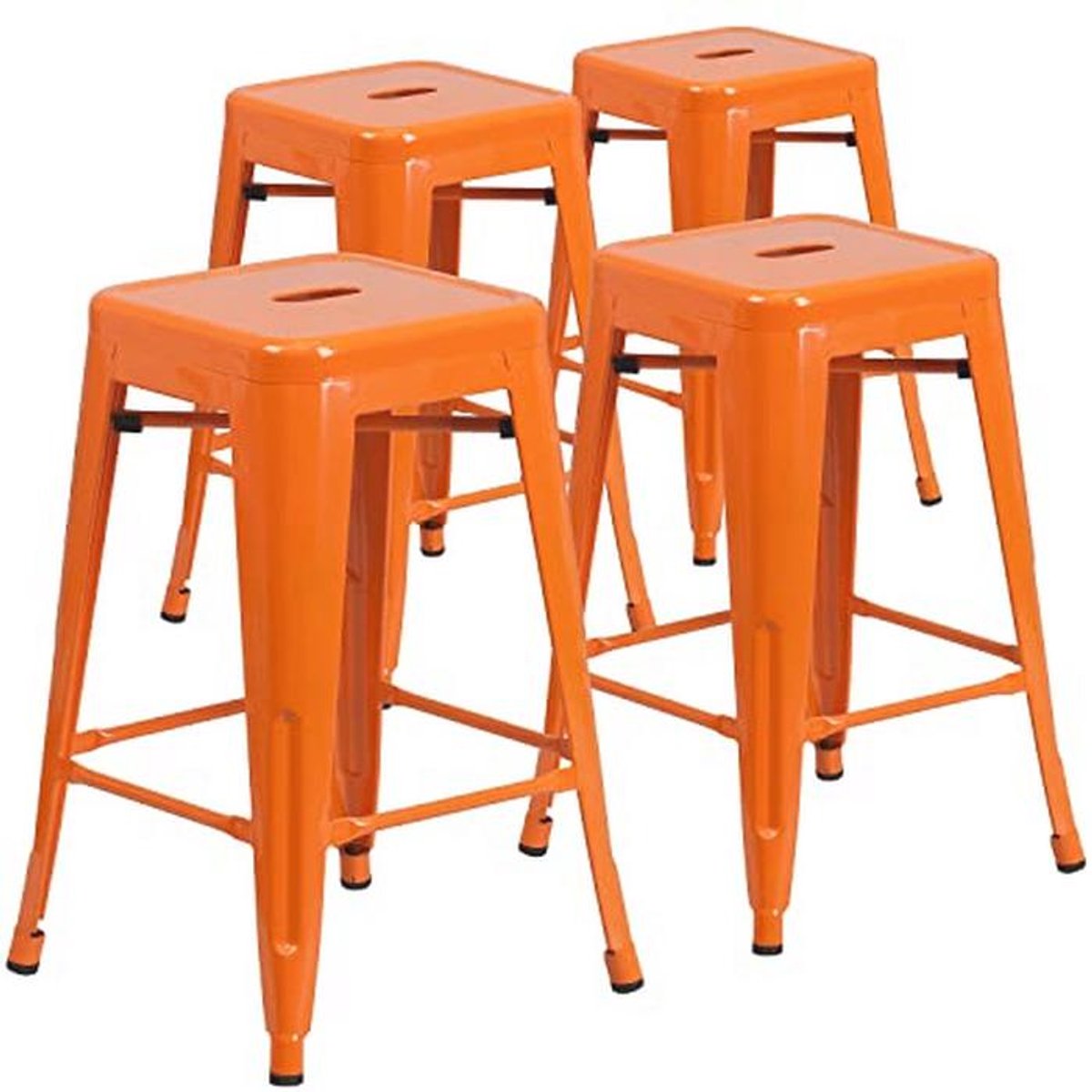 Hoge Backless Metaal Hoogte Kruk - 4 Pak Oranje voor Binnen en Buiten