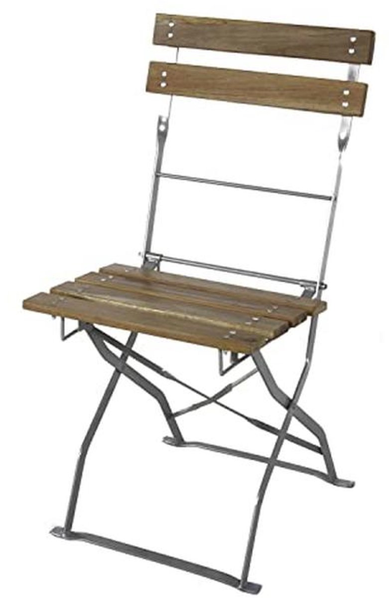 Klapstoel voor Buiten, Tuinstoel Inklapbaar van Hout en Staal, Ideaal voor Balkon en Terra