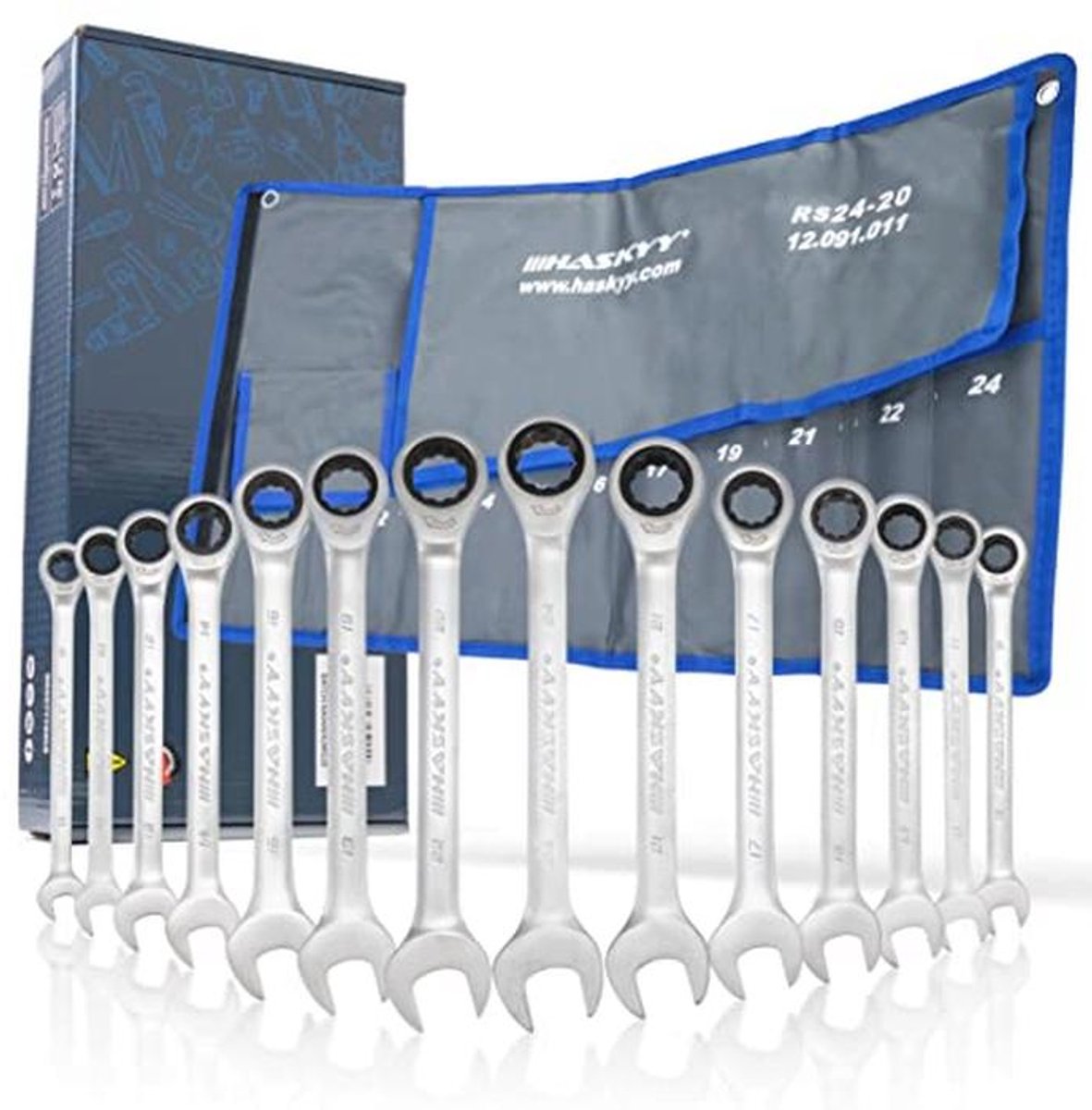 14-delige Ratelsleutelset 8-24 mm - Steeksleutelset voor Professioneel Gebruik