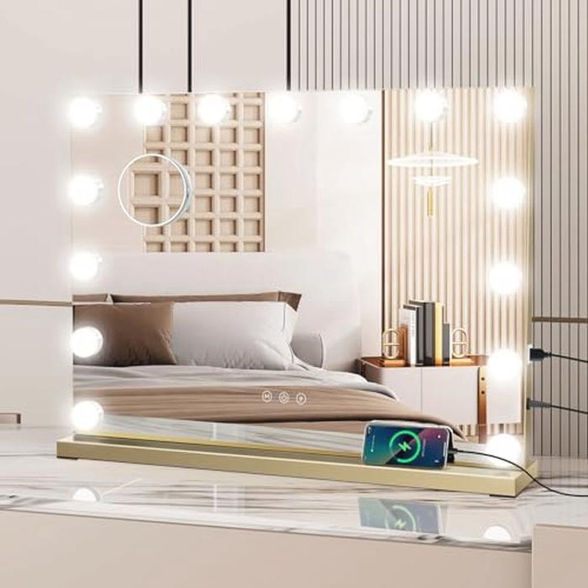 Hollywood Make-upspiegel 80x62cm met Dimbare LED Verlichting en Touch Control