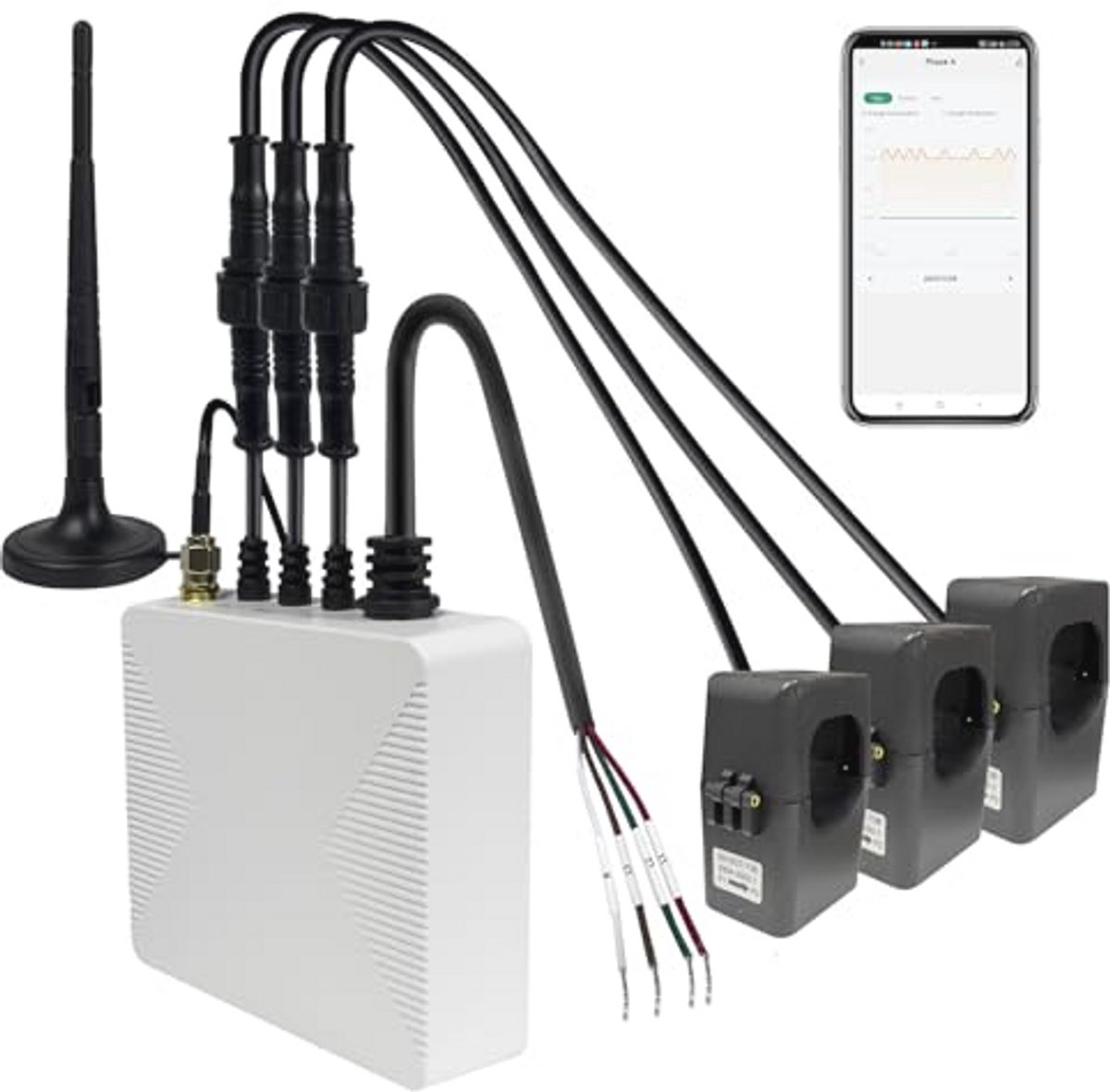 Wifi 3-fase klem-meter met real-time energie monitoring en app-integratie