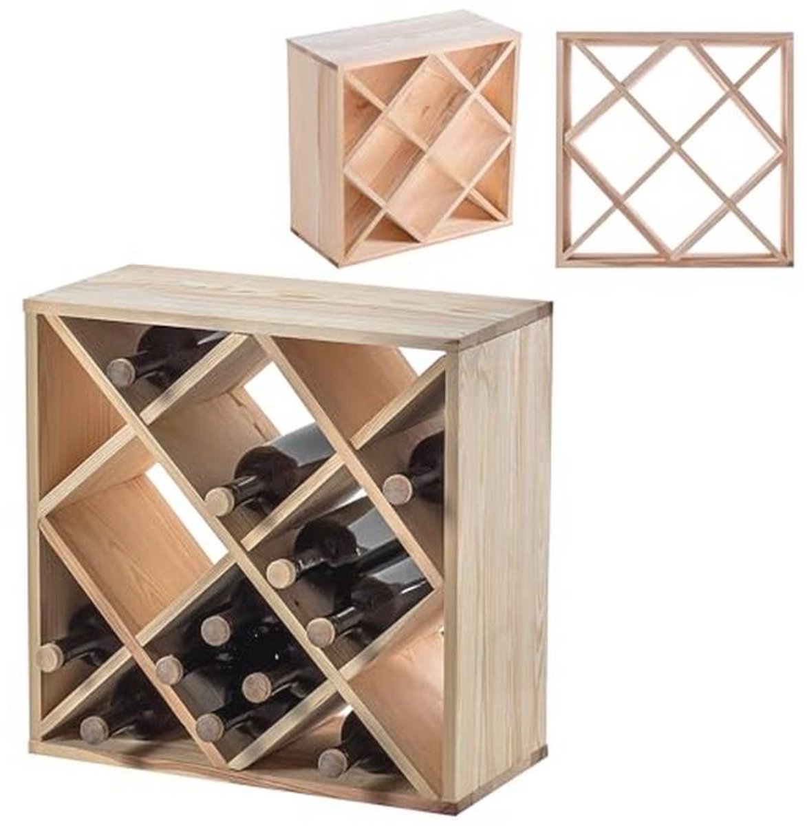 Houten Wijnrek 52x25,5 cm - Ruimtebesparend en Stabiel Flessenrek