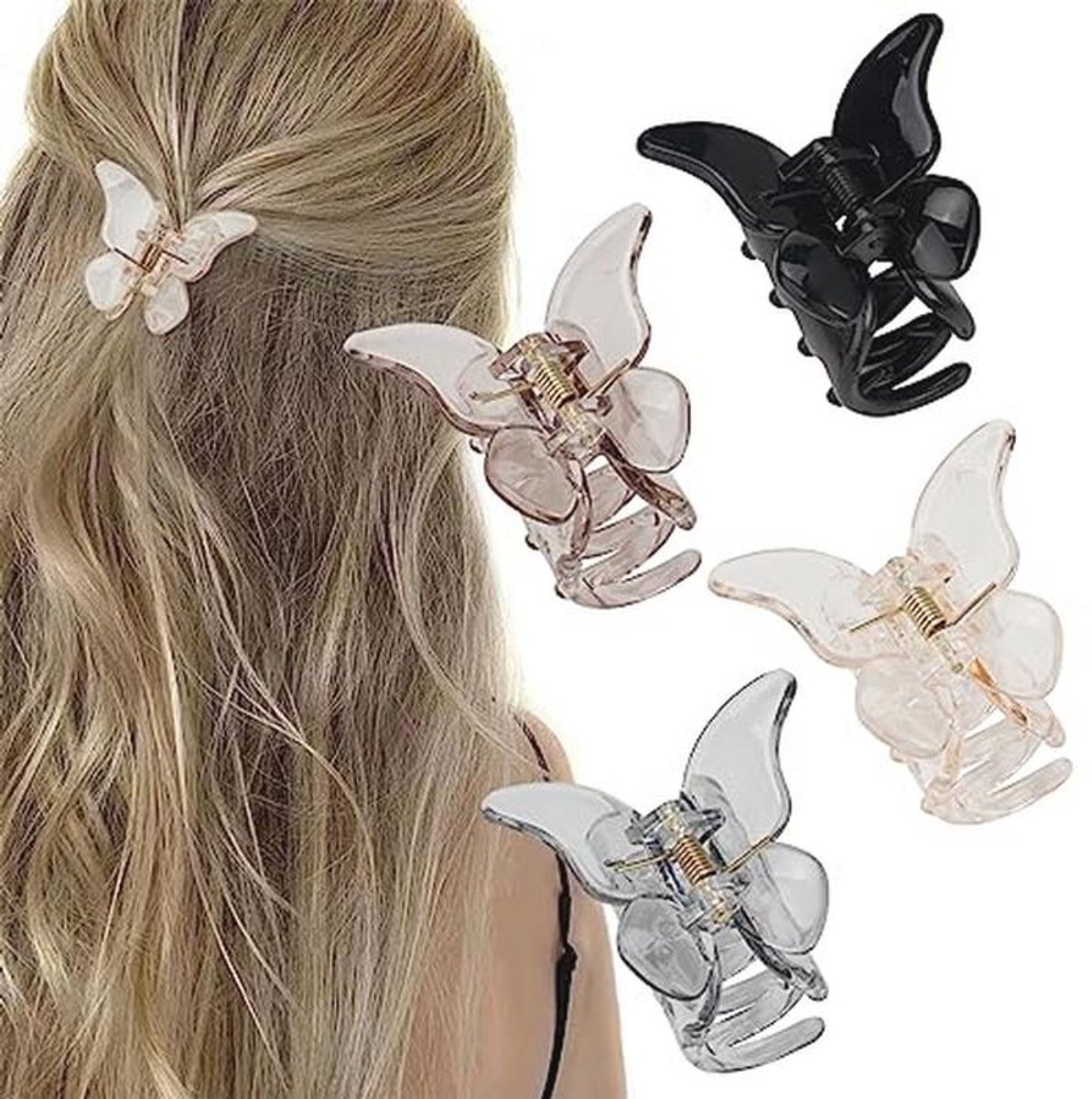 Kleine haarclips met vlindermotief - 4 stuks voor dun haar