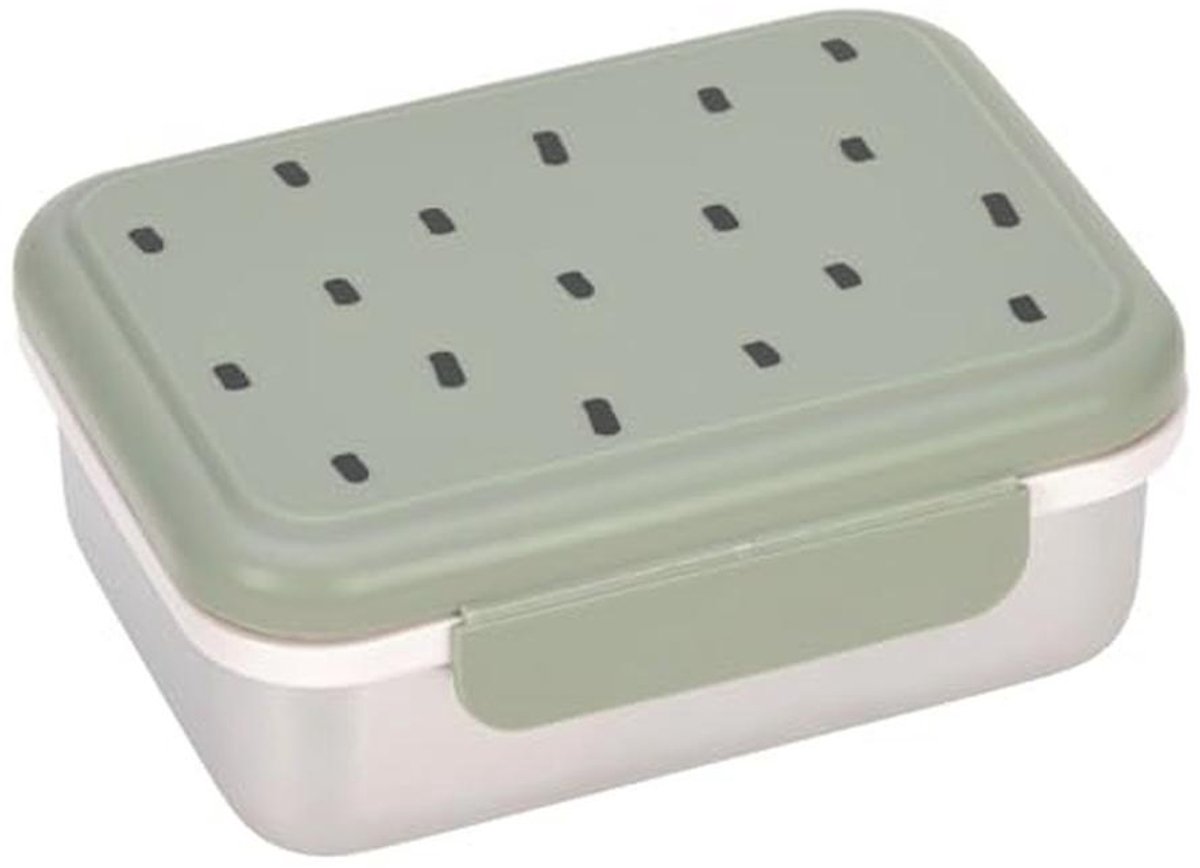 Duurzame Kinderbroodtrommel van RVS - Lunchbox voor Kleuterschool in Licht Olijf