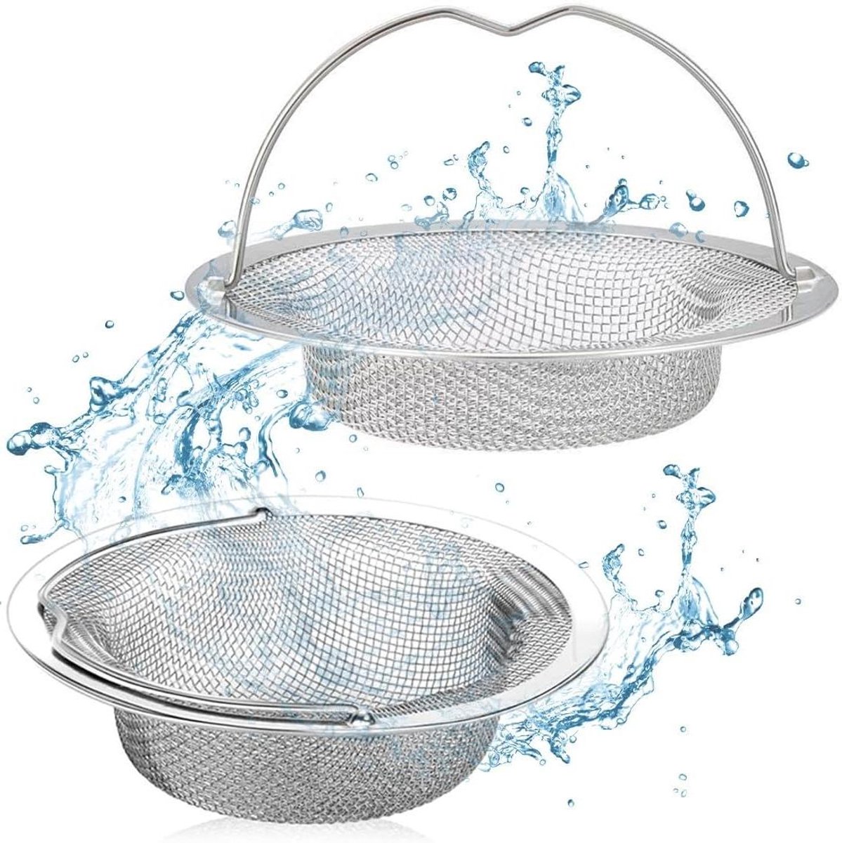 Set van 2 afvoerzeefjes roestvrij staal keukenspoelbak 11 cm anti-verstoppingsfilter