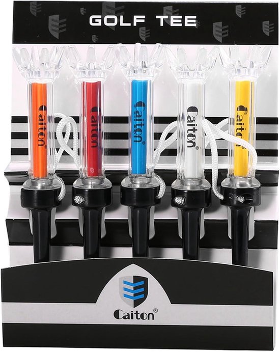 Golf accessoires set met magnetische golftees - 5 stuks, trainingshulpmiddelen voor golfers, touwtje om wegslaan te voorkomen, weerstand verminderen, afstand vergroten van GOLF — afbeelding 2
