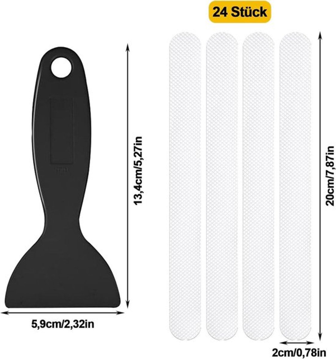 Transparante Anti-slip strips voor bad en douche - 24 stuks - Zelfklevende badstrips met schraper