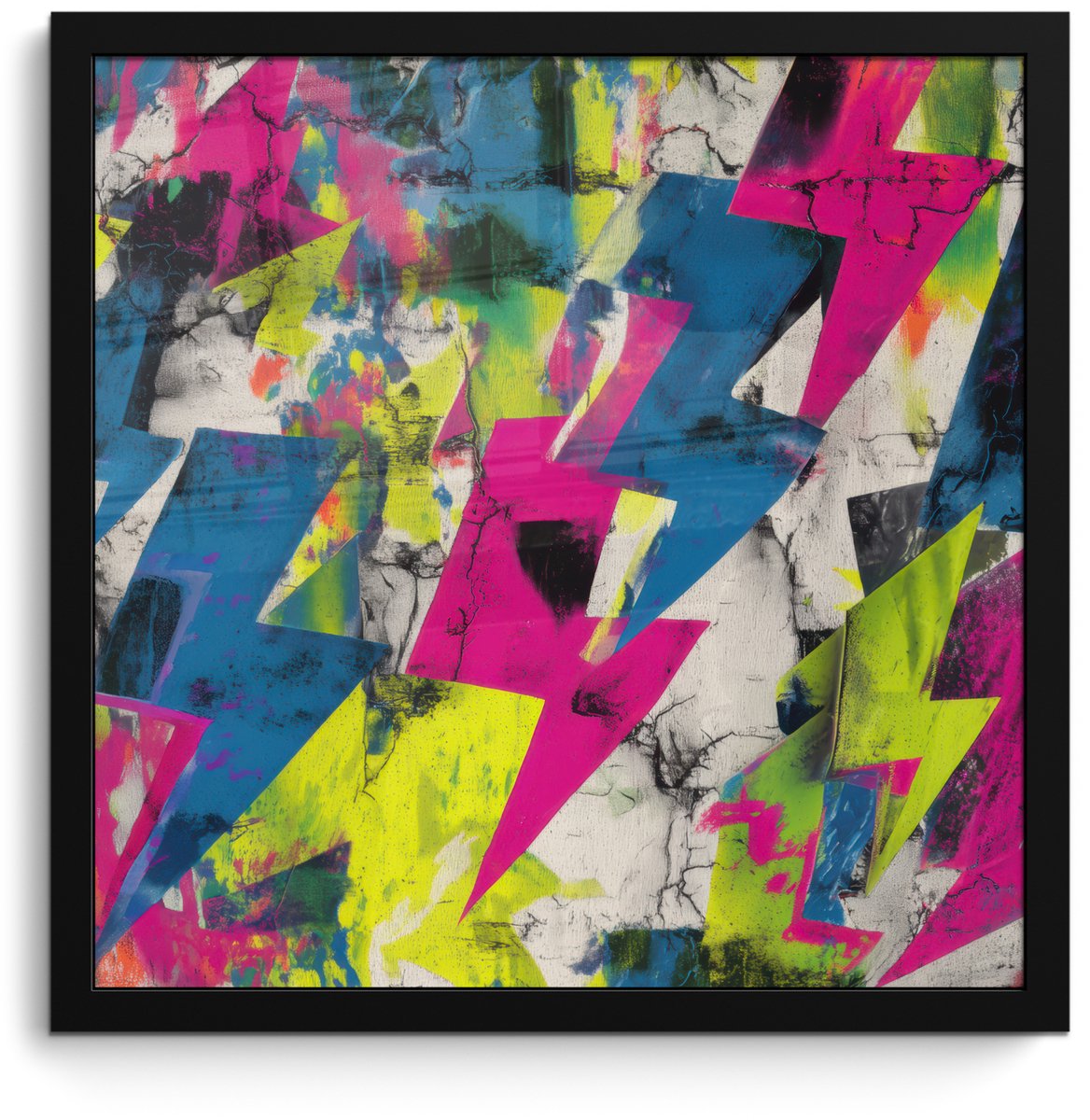 FrameYourWall Poster in lijst - Fotolijst 40x40 cm - Posters - Bliksemschichten - Patroon - Marmer - Kleuren - Posterlijst zwart - Decoratie - Wanddecoratie woonkamer - Muurdecoratie slaapkamer Bliksemschichten - Patroon - Kleuren