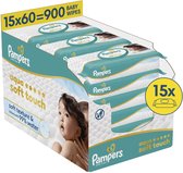 Pampers Aqua Soft Touch Babydoekjes, 15 Verpakkingen Van 60 Doekjes = 900 Doekjes