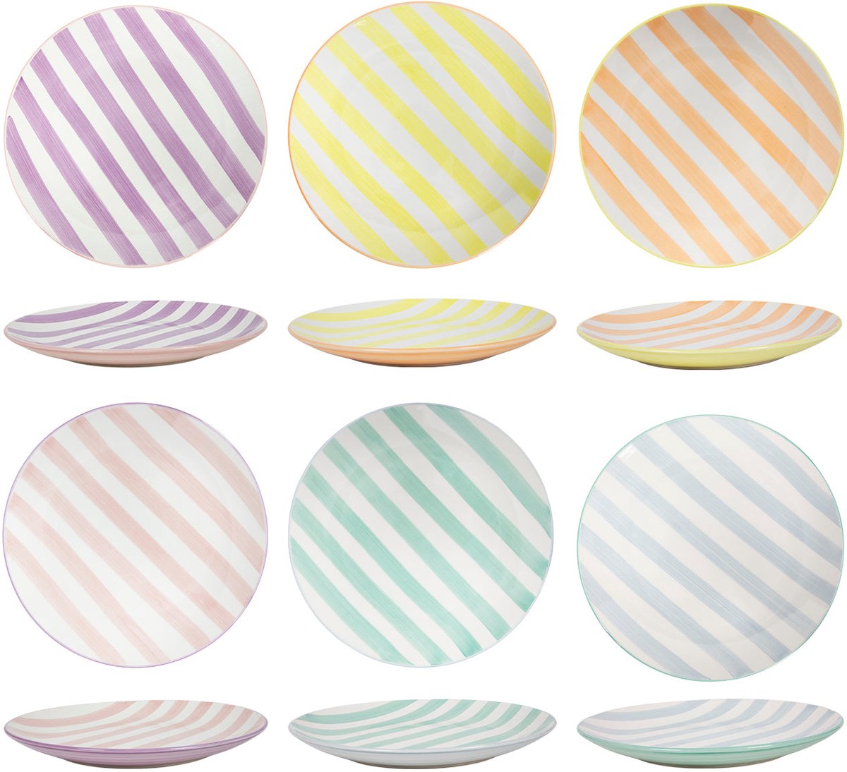 Cookinglife Dinerborden Spring Vibes 6-delig – Aardewerk Pastel – Vaatwasser-, Magnetron- & Ovenbestendig