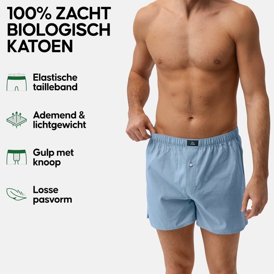DANISH ENDURANCE Boxers ample en Katoen biologique pour hommes - Braguette Sous-vêtements - Lot de 4 ou 6 - Taille M
