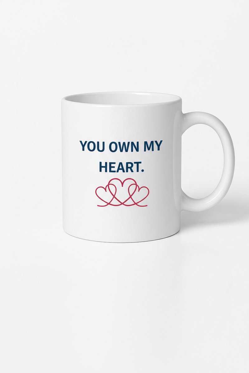 Liefdes Mok 'You Own My Heart' met Hartjes - Romantisch Cadeau