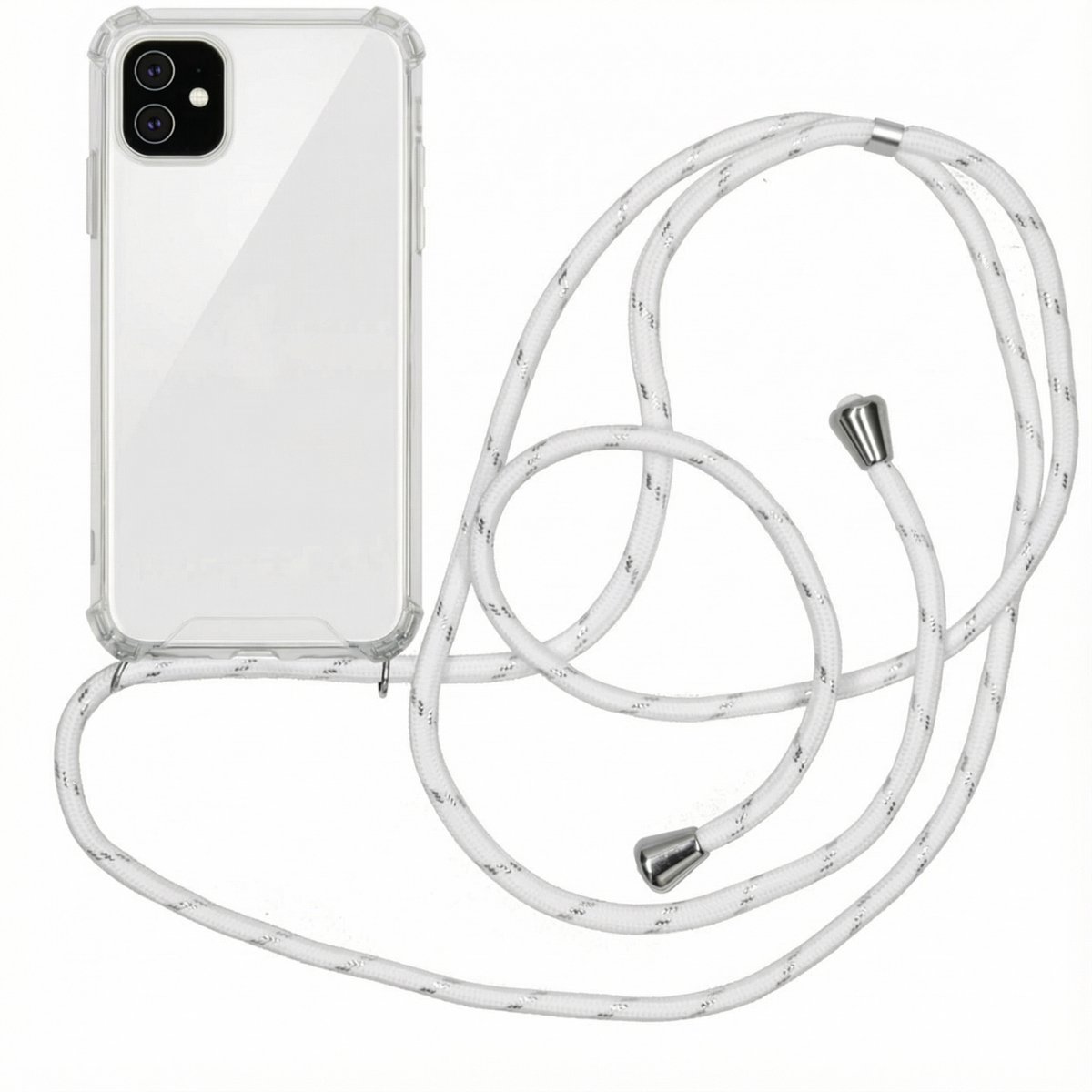 imoshion Hoesje - Geschikt voor Apple iPhone 11 - Backcover met koord - Wit Zilver
