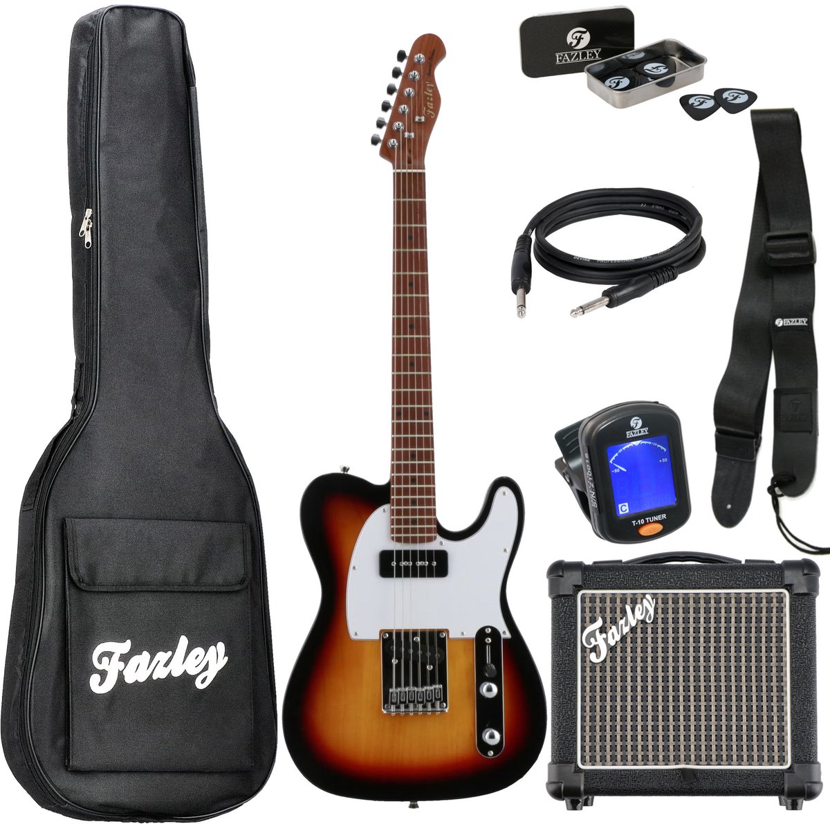 Elektrische gitaarset - incl. tas, versterker, kabel, tuner - Fazley Tempest