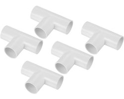 Pvc-buisverbinders, T-vormige fittingen, 25 mm, 3-weg - 5 stuks - waterleiding, elektra, buisverbindingen.