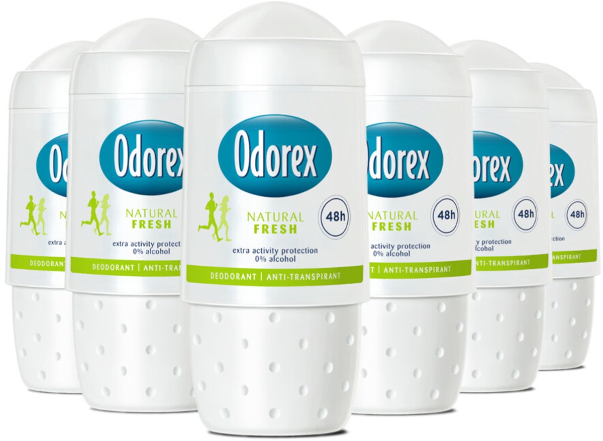 Bol.com Odorex Deodorant Roller Natural Fresh - Deodorant - 6x 50 ml - Voordeelverpakking aanbieding
