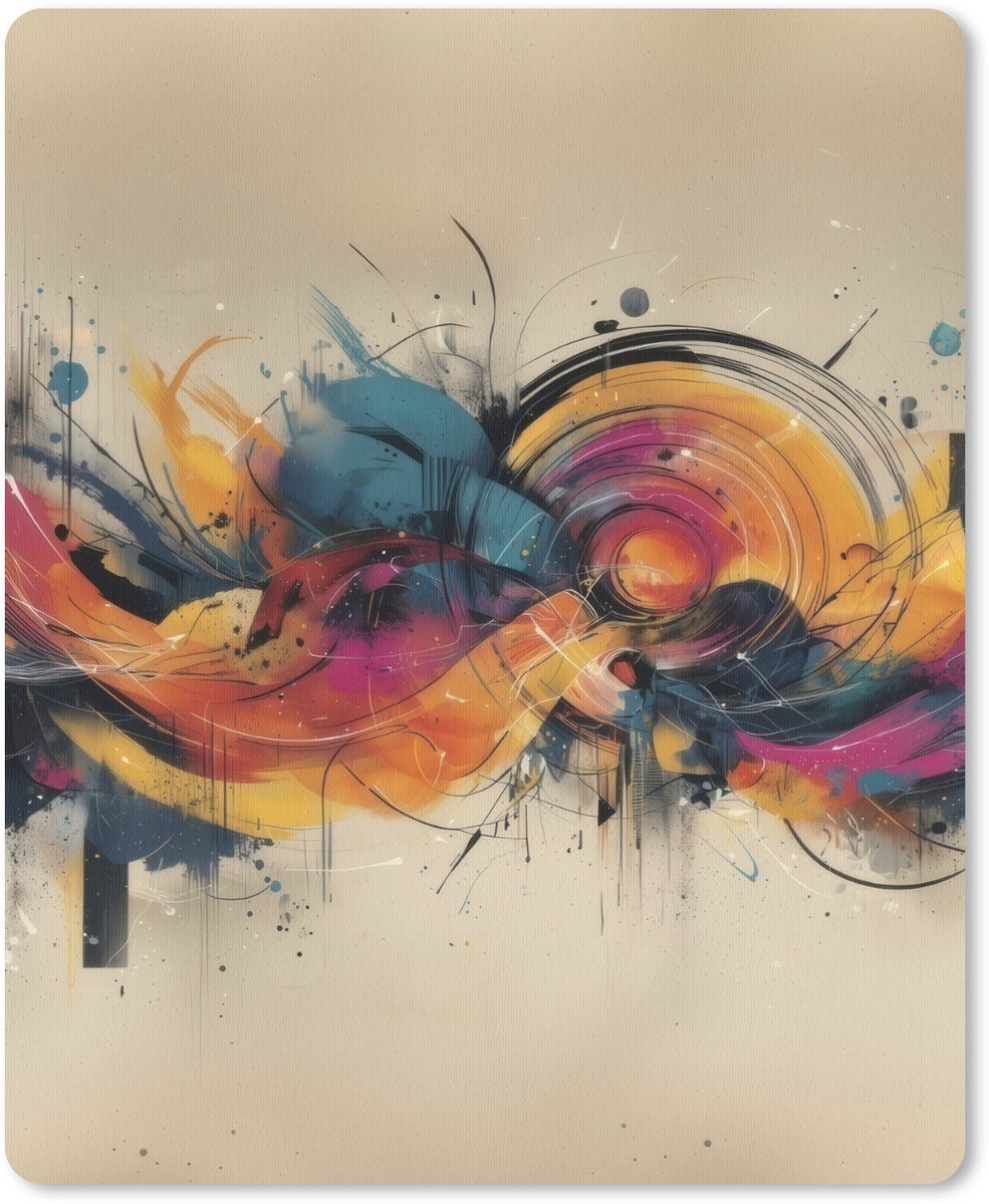 Muismat 19x23 cm - Mousepad Explosie - Kleurrijk - Vormen - Abstract - Muismatten