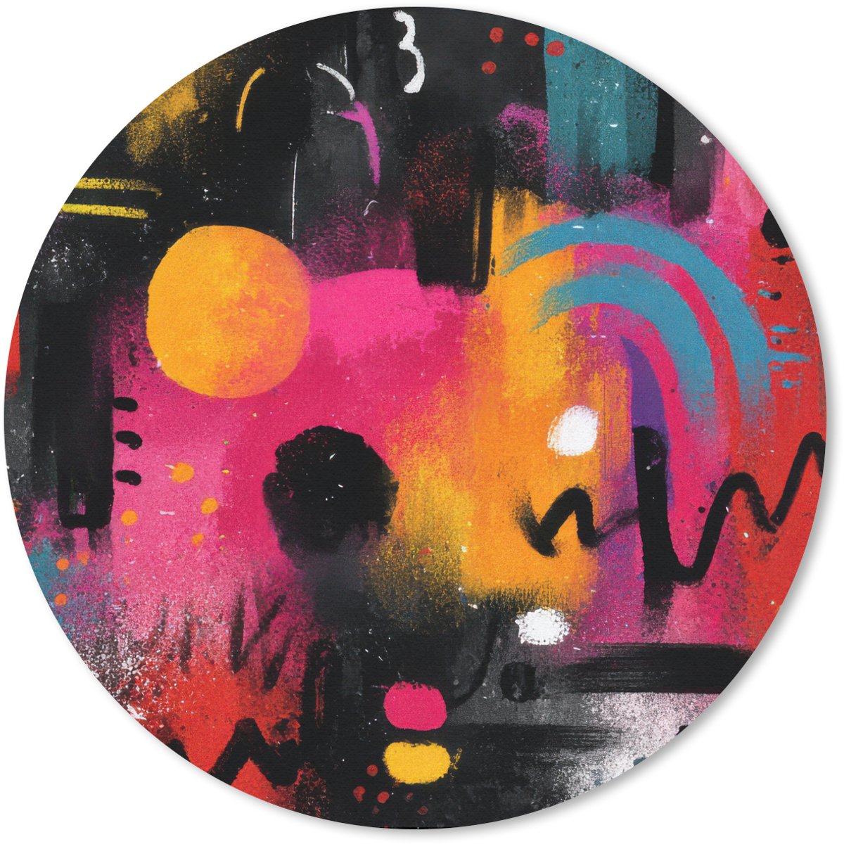 Muismat rond 40x40 cm - Mousepad Kleurvlakken - Vormen - Kleurrijk - Abstract - Ronde muismatten