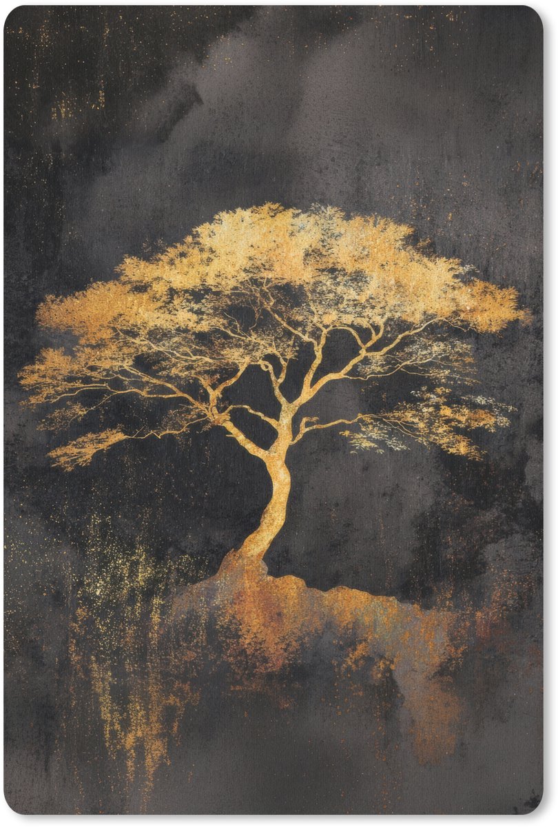 Muismat 18x27 cm - Mousepad Boom - Schilderij - Goud - Abstract - Muismatten