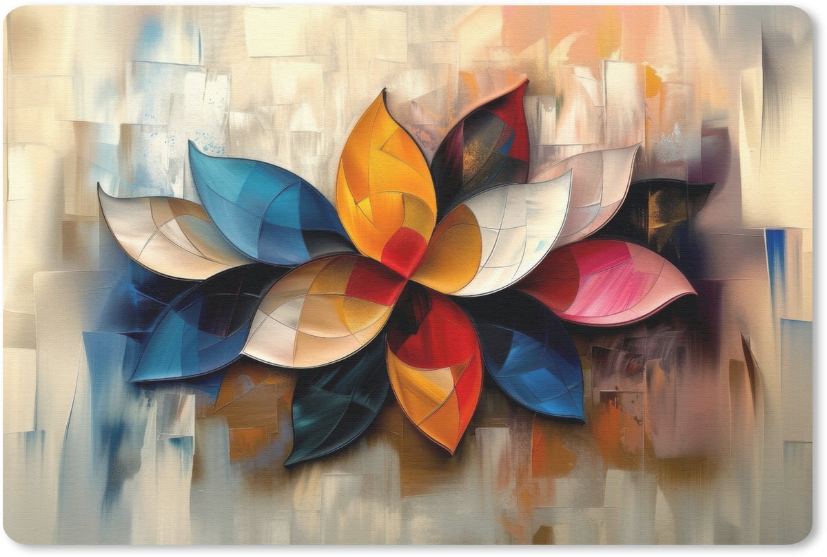Muismat 27x18 cm - Mousepad Bloem - Abstract - Kleurrijk - Bladeren - Muismatten