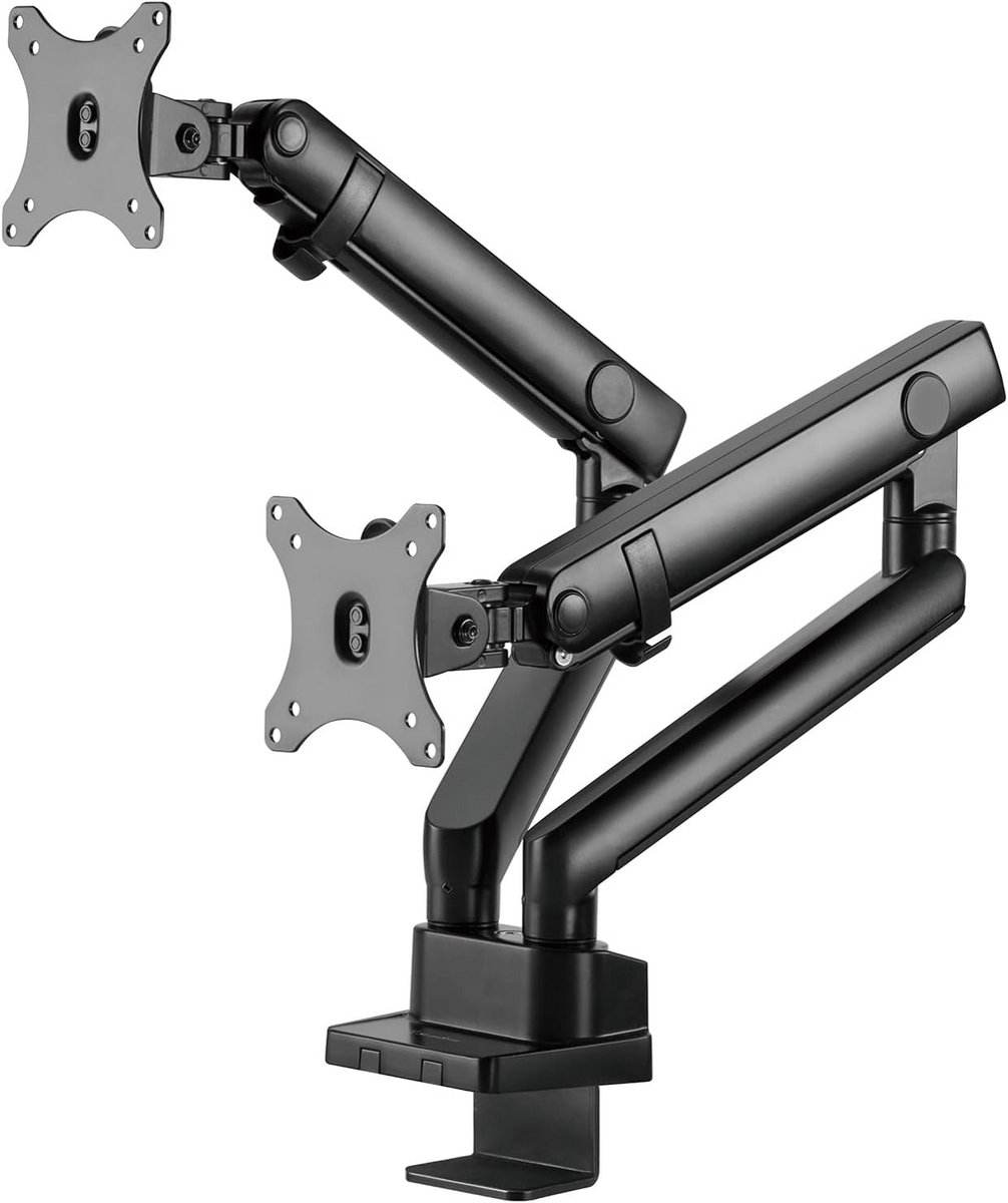 Dual Monitorarm voor 2x 32 inch - Verstelbare Hoogte en Klem- of Oogmontage - Tot 9 kg per Arm