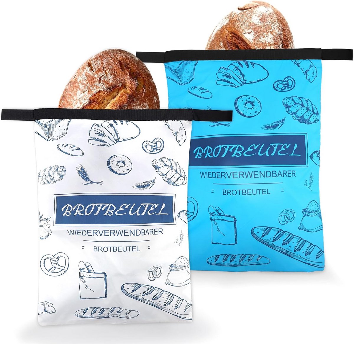 Herbruikbare Broodzakken 2 Stuks 30x43 cm - Brood Vers Bewaren Diepvrieszakken