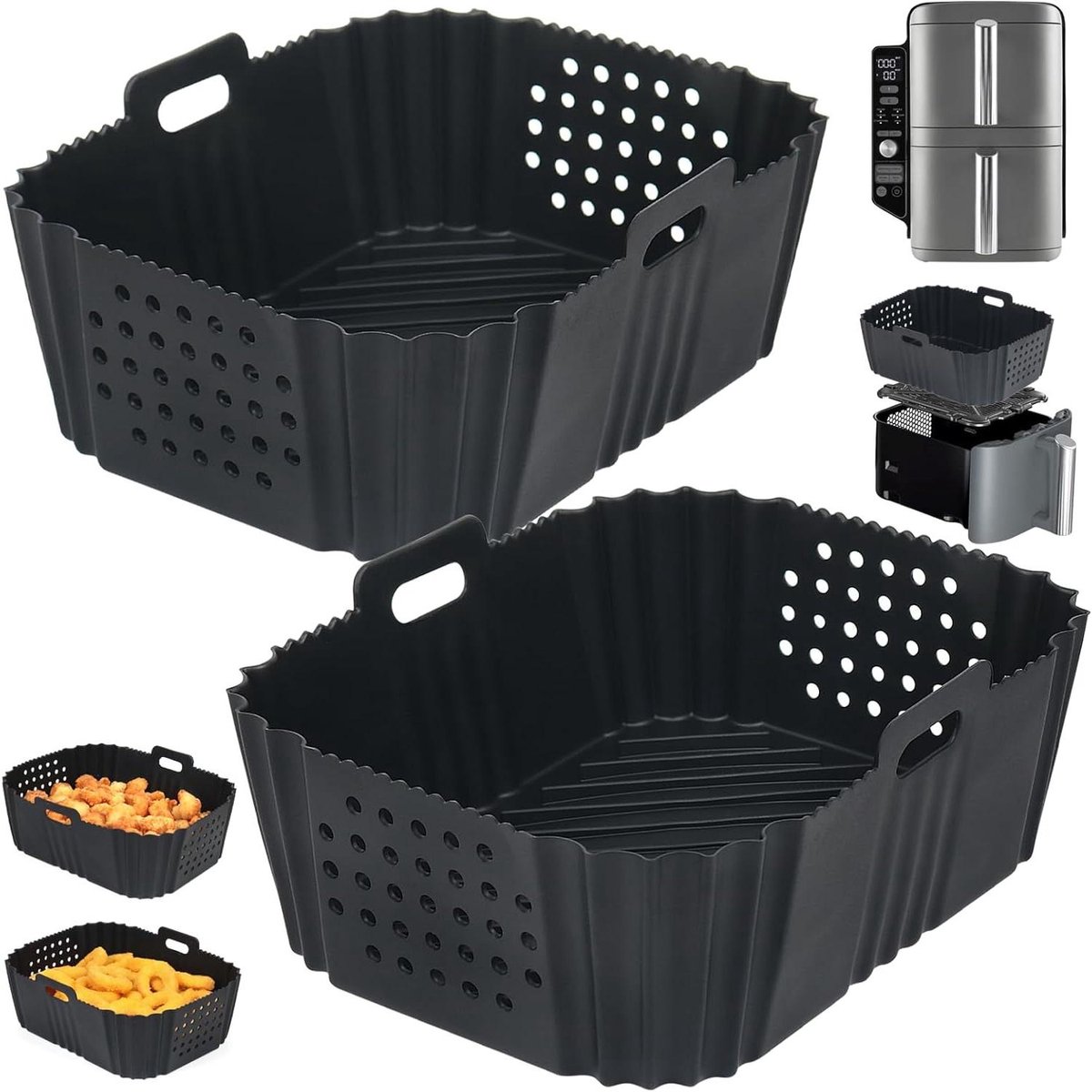 Ronte Siliconen vorm voor heteluchtfriteuse Double Stack XL Air Fryer Bakvorm Accessoire voor luchtfriteuse Anti-aanbaklaag
